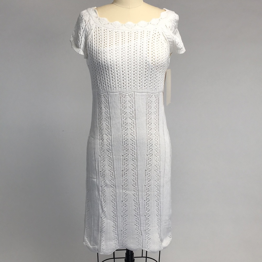 Boston Proper White Crocheted Dress NWT